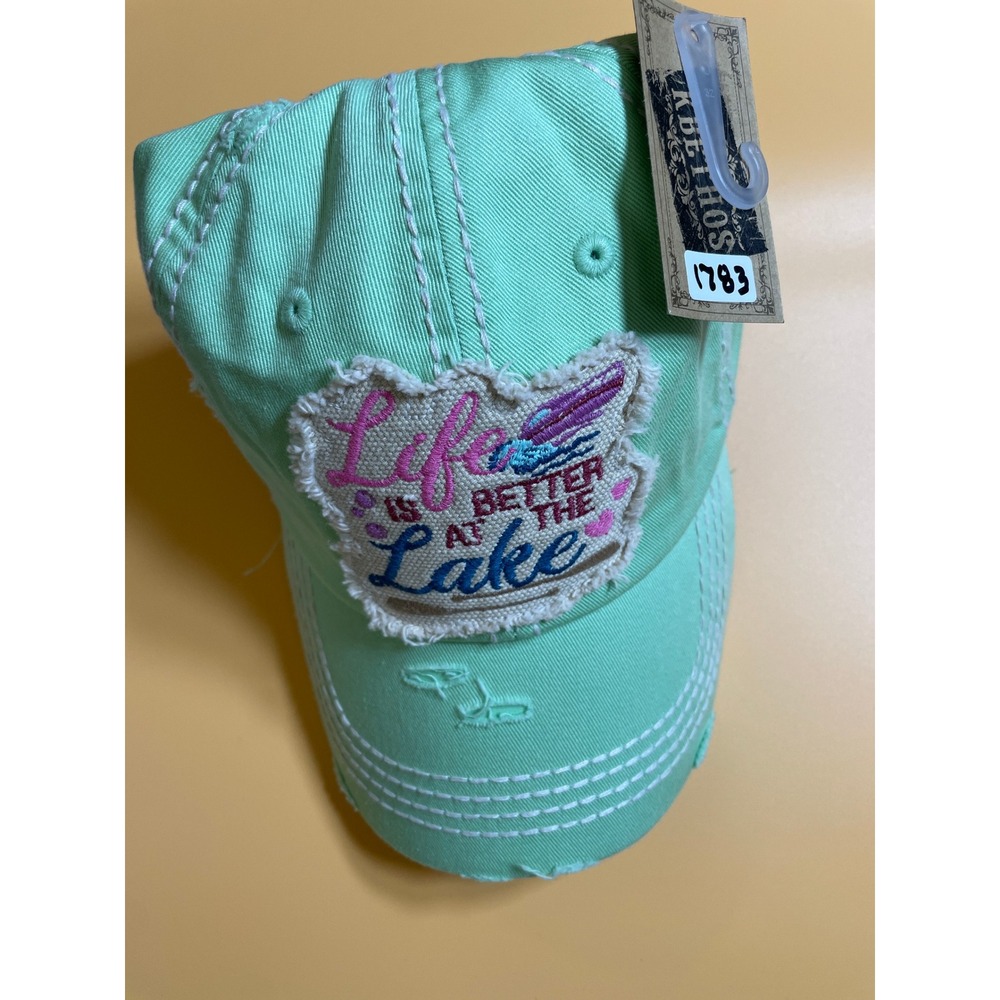 KBETHOS Baseball Cap Womens OS Mint Green NWT Distressed Lake Life Patch Hat